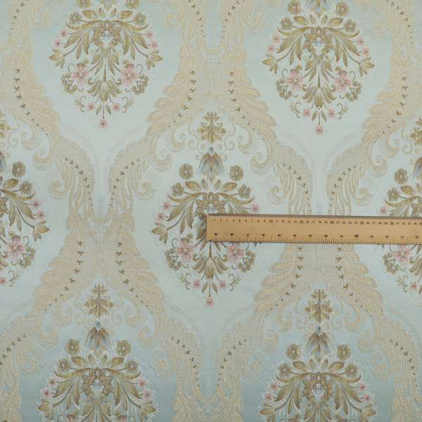 Saliha Traditional Large Damask Pattern Fabric Azure Collection Fabrics CTR-30