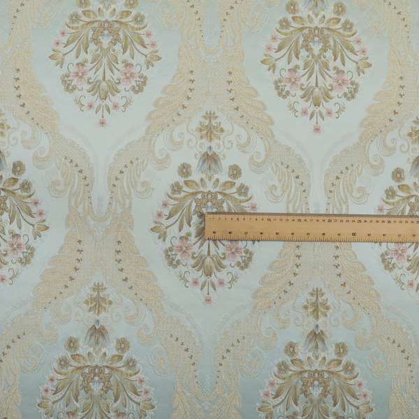 Saliha Traditional Large Damask Pattern Fabric Azure Collection Fabrics CTR-30 - Made To Measure Curtains