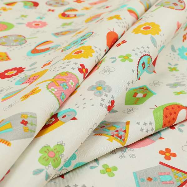 Playtime Printed Cotton Fabrics Collection Multi Colour Pattern Water Repellent Upholstery Fabric CTR-302