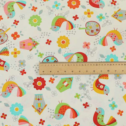 Playtime Printed Cotton Fabrics Collection Multi Colour Pattern Water Repellent Upholstery Fabric CTR-302 - Roman Blinds