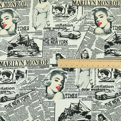 Playtime Printed Velour Fabrics Collection Black Red Colour Marilyn Monroe Pattern Upholstery Fabric CTR-303 - Roman Blinds
