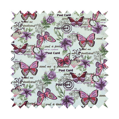 Playtime Printed Velour Fabrics Collection Purple Colour Butterfly Pattern Upholstery Fabric CTR-304 - Roman Blinds