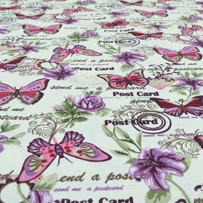 Playtime Printed Velour Fabrics Collection Purple Colour Butterfly Pattern Upholstery Fabric CTR-304 - Roman Blinds