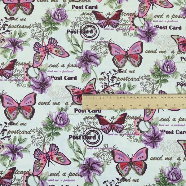 Playtime Printed Velour Fabrics Collection Purple Colour Butterfly Pattern Upholstery Fabric CTR-304 - Roman Blinds