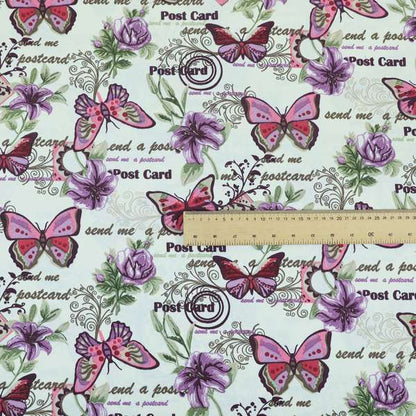 Playtime Printed Velour Fabrics Collection Purple Colour Butterfly Pattern Upholstery Fabric CTR-304 - Handmade Cushions