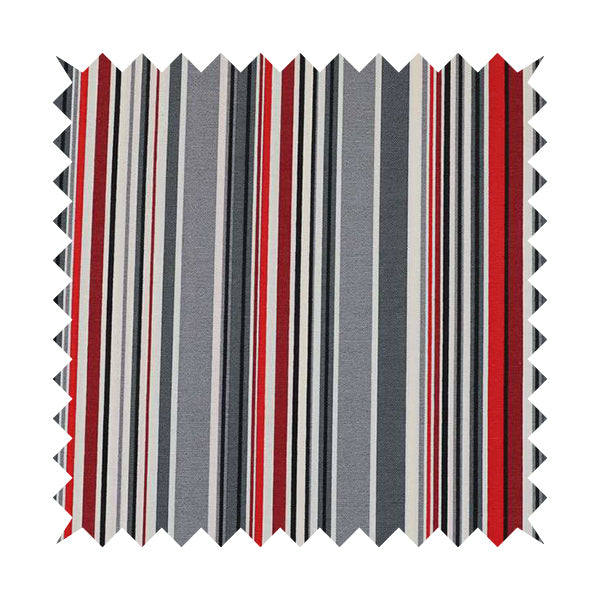 Playtime Printed Velour Fabrics Collection Black Red Grey Colour Striped Pattern Upholstery Fabric CTR-307 - Handmade Cushions