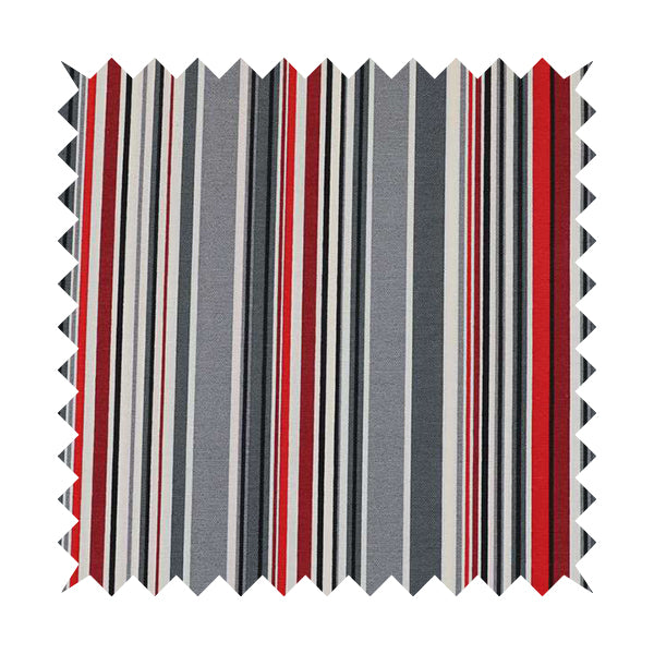 Playtime Printed Velour Fabrics Collection Black Red Grey Colour Striped Pattern Upholstery Fabric CTR-307 - Made To Measure Curtains