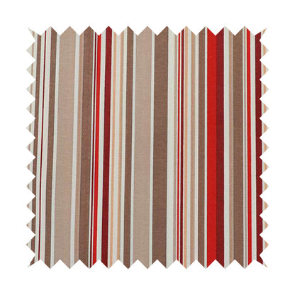 Playtime Printed Velour Fabrics Collection Brown Red Colour Striped Pattern Upholstery Fabric CTR-308 - Made To Measure Curtains