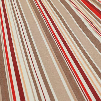 Playtime Printed Velour Fabrics Collection Brown Red Colour Striped Pattern Upholstery Fabric CTR-308 - Roman Blinds