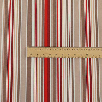 Playtime Printed Velour Fabrics Collection Brown Red Colour Striped Pattern Upholstery Fabric CTR-308 - Made To Measure Curtains