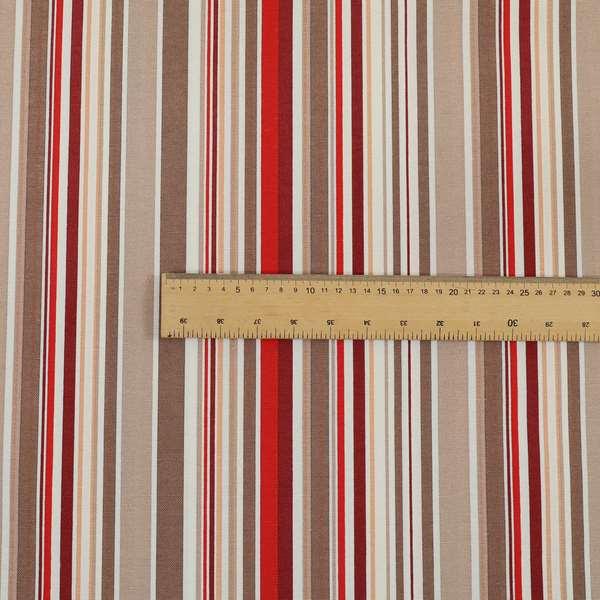 Playtime Printed Velour Fabrics Collection Brown Red Colour Striped Pattern Upholstery Fabric CTR-308 - Handmade Cushions