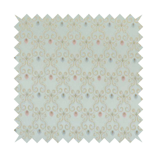 Saliha Regency Medallion Pattern Fabric Azure Collection Fabrics CTR-32 - Handmade Cushions