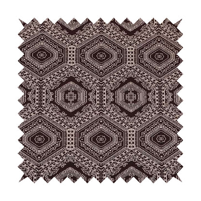 Althea Flat Weave Chenille Medallion Kilim Pattern In Red Burgundy Furnishing Fabric CTR-335 - Made To Measure Curtains