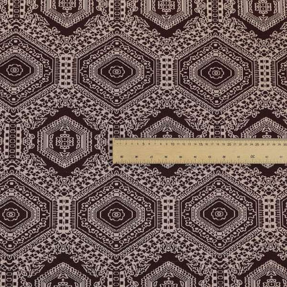 Althea Flat Weave Chenille Medallion Kilim Pattern In Red Burgundy Furnishing Fabric CTR-335