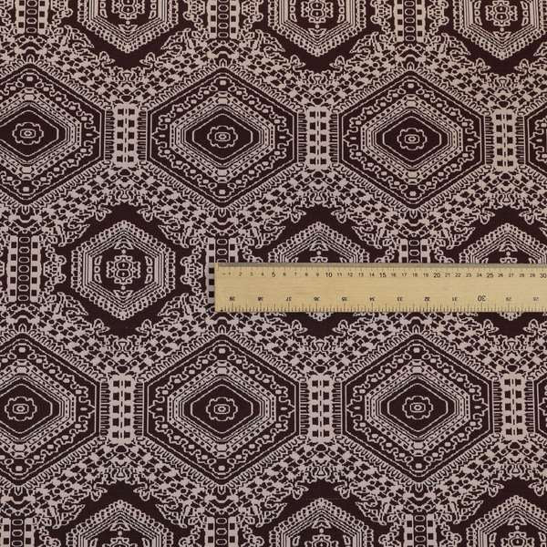 Althea Flat Weave Chenille Medallion Kilim Pattern In Red Burgundy Furnishing Fabric CTR-335 - Made To Measure Curtains