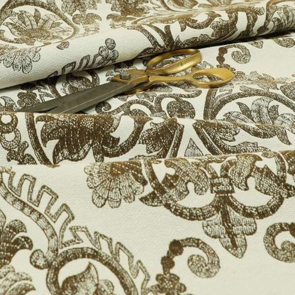 Starla Flat Weave Chenille Damask Pattern In Brown Furnishing Fabric CTR-336 - Handmade Cushions