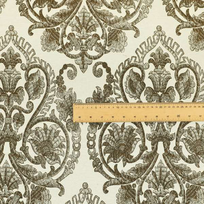 Starla Flat Weave Chenille Damask Pattern In Brown Furnishing Fabric CTR-336 - Roman Blinds