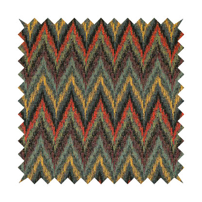 Ipoh Collection Of Chevron Striped Heavyweight Chenille Black Multi Colour Upholstery Fabric CTR-342 - Handmade Cushions