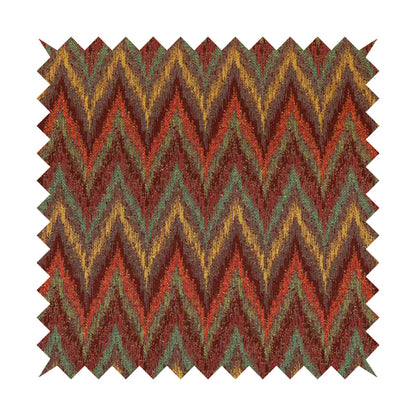 Ipoh Collection Of Chevron Striped Heavyweight Chenille Burgundy Red Multi Colour Upholstery Fabric CTR-343 - Handmade Cushions