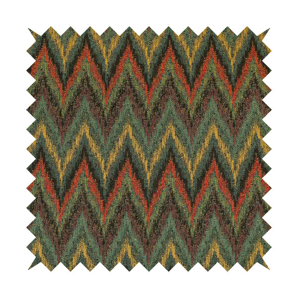 Ipoh Collection Of Chevron Striped Heavyweight Chenille Brown Multi Colour Upholstery Fabric CTR-345 - Roman Blinds