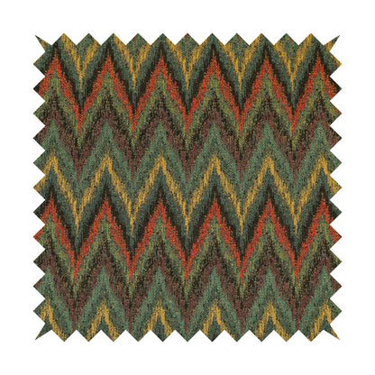 Ipoh Collection Of Chevron Striped Heavyweight Chenille Brown Multi Colour Upholstery Fabric CTR-345 - Made To Measure Curtains