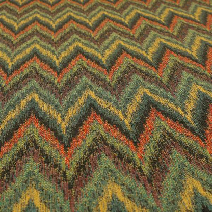Ipoh Collection Of Chevron Striped Heavyweight Chenille Brown Multi Colour Upholstery Fabric CTR-345 - Roman Blinds