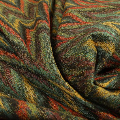 Ipoh Collection Of Chevron Striped Heavyweight Chenille Brown Multi Colour Upholstery Fabric CTR-345