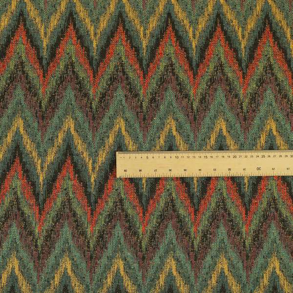 Ipoh Collection Of Chevron Striped Heavyweight Chenille Brown Multi Colour Upholstery Fabric CTR-345 - Handmade Cushions