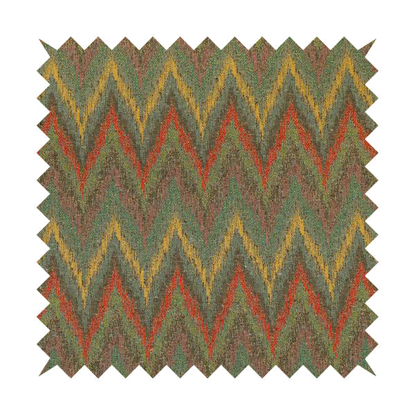 Ipoh Collection Of Chevron Striped Heavyweight Chenille Grey Multi Colour Upholstery Fabric CTR-348 - Roman Blinds