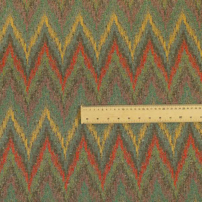 Ipoh Collection Of Chevron Striped Heavyweight Chenille Grey Multi Colour Upholstery Fabric CTR-348 - Roman Blinds