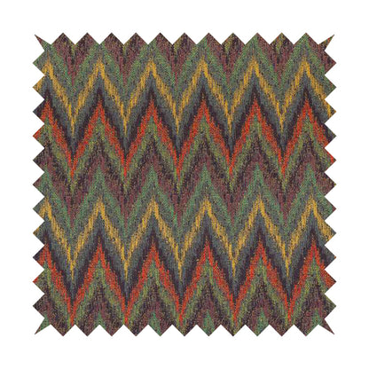 Ipoh Collection Of Chevron Striped Heavyweight Chenille Purple Multi Colour Upholstery Fabric CTR-350 - Roman Blinds