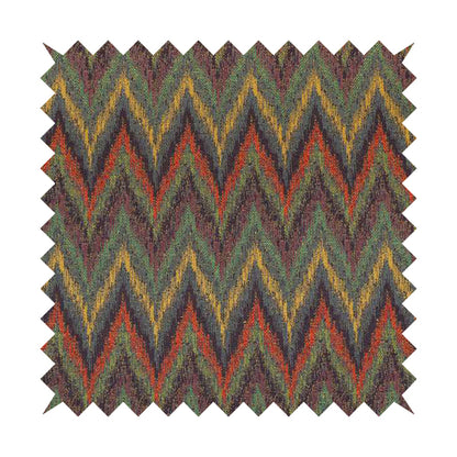 Ipoh Collection Of Chevron Striped Heavyweight Chenille Purple Multi Colour Upholstery Fabric CTR-350 - Handmade Cushions