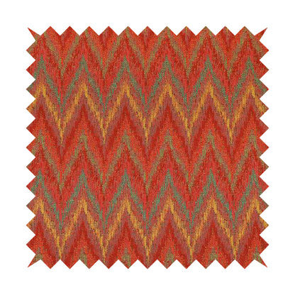Ipoh Collection Of Chevron Striped Heavyweight Chenille Red Multi Colour Upholstery Fabric CTR-351 - Roman Blinds