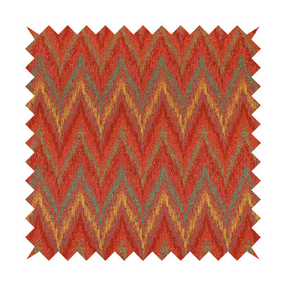 Ipoh Collection Of Chevron Striped Heavyweight Chenille Red Multi Colour Upholstery Fabric CTR-351 - Made To Measure Curtains