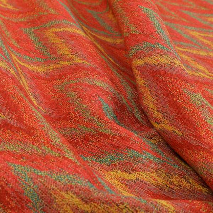 Ipoh Collection Of Chevron Striped Heavyweight Chenille Red Multi Colour Upholstery Fabric CTR-351 - Made To Measure Curtains