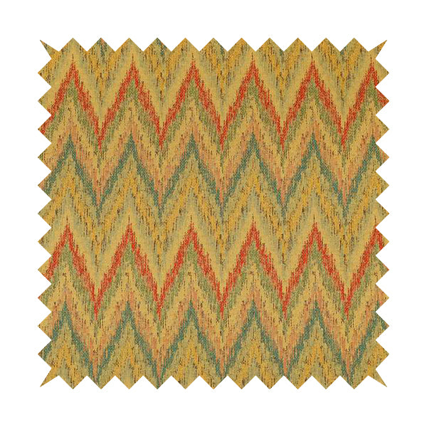 Ipoh Collection Of Chevron Striped Heavyweight Chenille Yellow Multi Colour Upholstery Fabric CTR-353 - Made To Measure Curtains