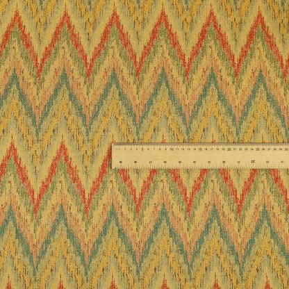 Ipoh Collection Of Chevron Striped Heavyweight Chenille Yellow Multi Colour Upholstery Fabric CTR-353 - Made To Measure Curtains