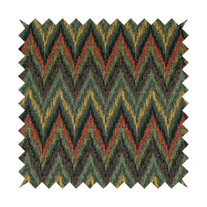 Ipoh Collection Of Chevron Striped Heavyweight Chenille Navy Blue Multi Colour Upholstery Fabric CTR-354