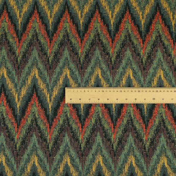 Ipoh Collection Of Chevron Striped Heavyweight Chenille Navy Blue Multi Colour Upholstery Fabric CTR-354 - Roman Blinds