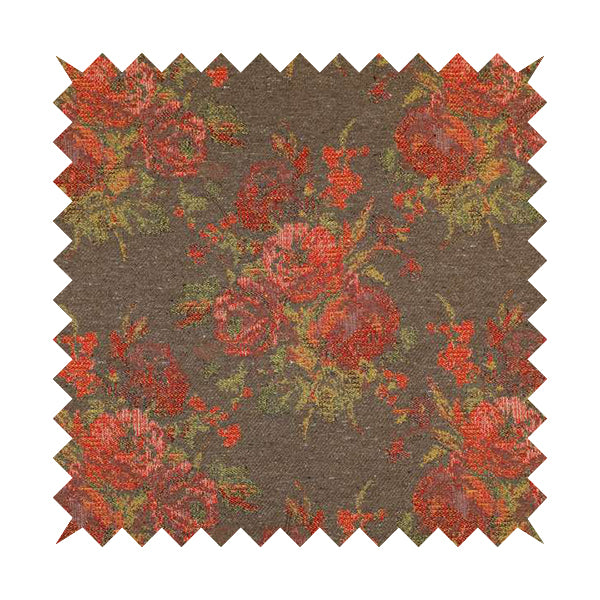 Kuala Collection Of Floral Pattern Heavyweight Chenille Grey Colour Upholstery Fabric CTR-359 - Roman Blinds