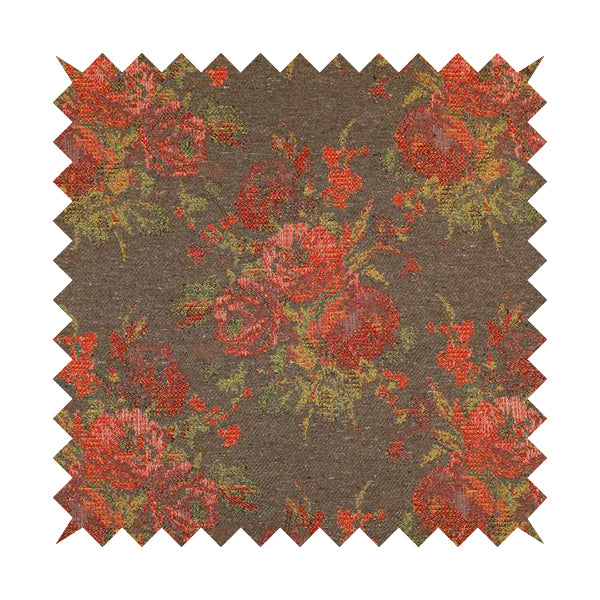 Kuala Collection Of Floral Pattern Heavyweight Chenille Grey Colour Upholstery Fabric CTR-359