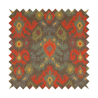 Lombok Collection Of Damask Ikat Pattern Heavyweight Chenille Burgundy Grey Colour Upholstery Fabric CTR-371 - Roman Blinds