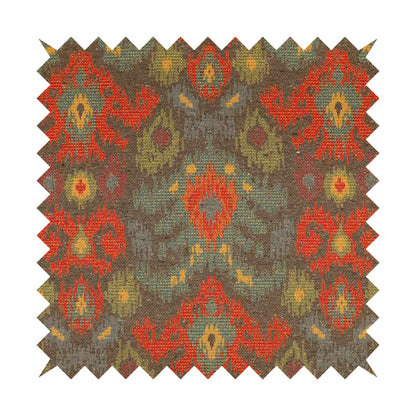 Lombok Collection Of Damask Ikat Pattern Heavyweight Chenille Burgundy Grey Colour Upholstery Fabric CTR-371
