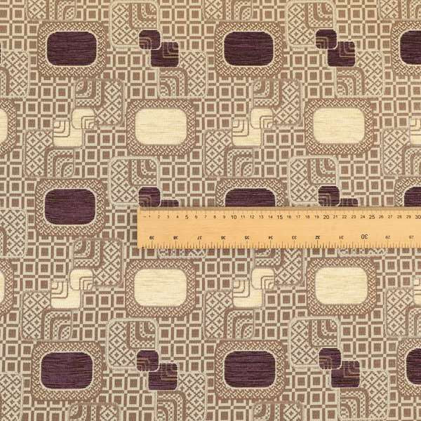 Carousel Geometric Pattern Collection Purple Beige Colour Woven Chenille Upholstery Fabric CTR-381