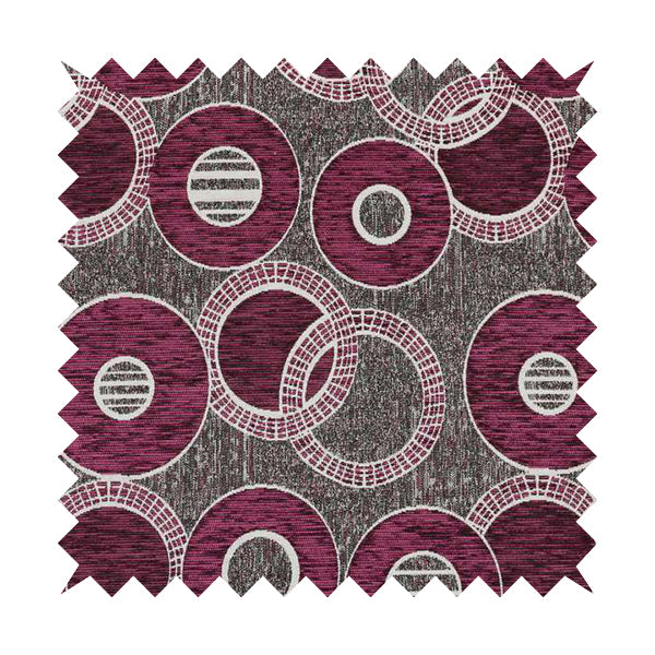 Solitaire Collection Soft Chenille Circular Pattern Pink Colour Upholstery Fabric CTR-387 - Roman Blinds