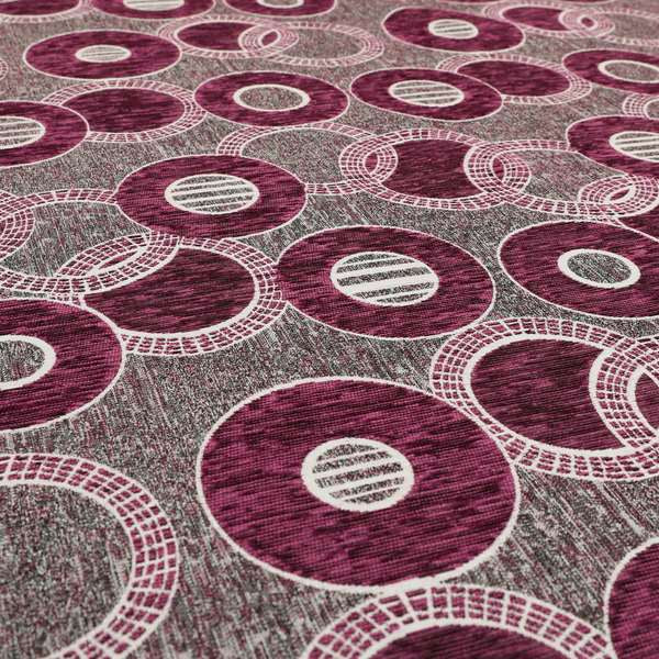 Solitaire Collection Soft Chenille Circular Pattern Pink Colour Upholstery Fabric CTR-387 - Handmade Cushions