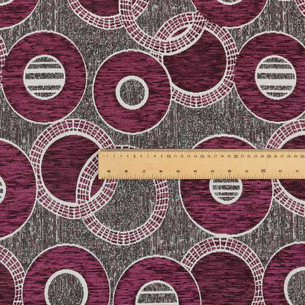 Solitaire Collection Soft Chenille Circular Pattern Pink Colour Upholstery Fabric CTR-387 - Roman Blinds