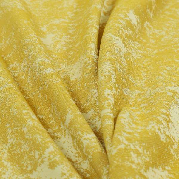 Mica Designer Fabrics Semi Plain Abstract Pattern Chenille Upholstery Fabric In Yellow Colour CTR-392 - Roman Blinds