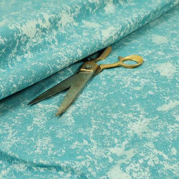 Mica Designer Fabrics Semi Plain Abstract Pattern Chenille Upholstery Fabric In Blue Colour CTR-393 - Roman Blinds