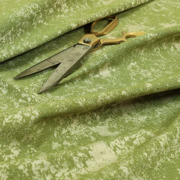 Mica Designer Fabrics Semi Plain Abstract Pattern Chenille Upholstery Fabric In Green Colour CTR-394 - Roman Blinds